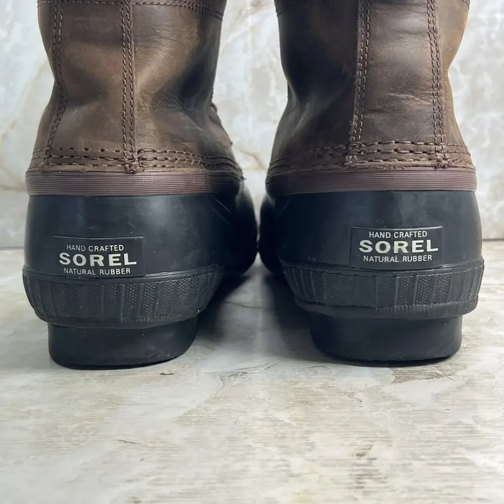 Sorel Cheyanne II Brown Leather Lace up Waterproof Duck Boot Mens Size 13